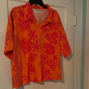 Manuhealii Orange and Pink Floral Blouse